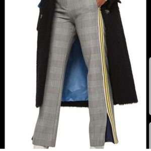 Top Shop Trousers High Waisted Plaid W/striped